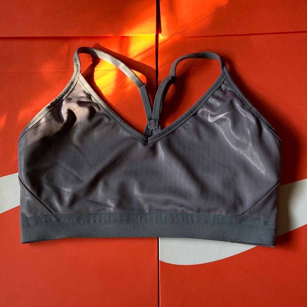 Gray Nike sports bra